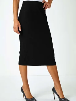Roman Textured Pencil Mi-long Extensible Jupes