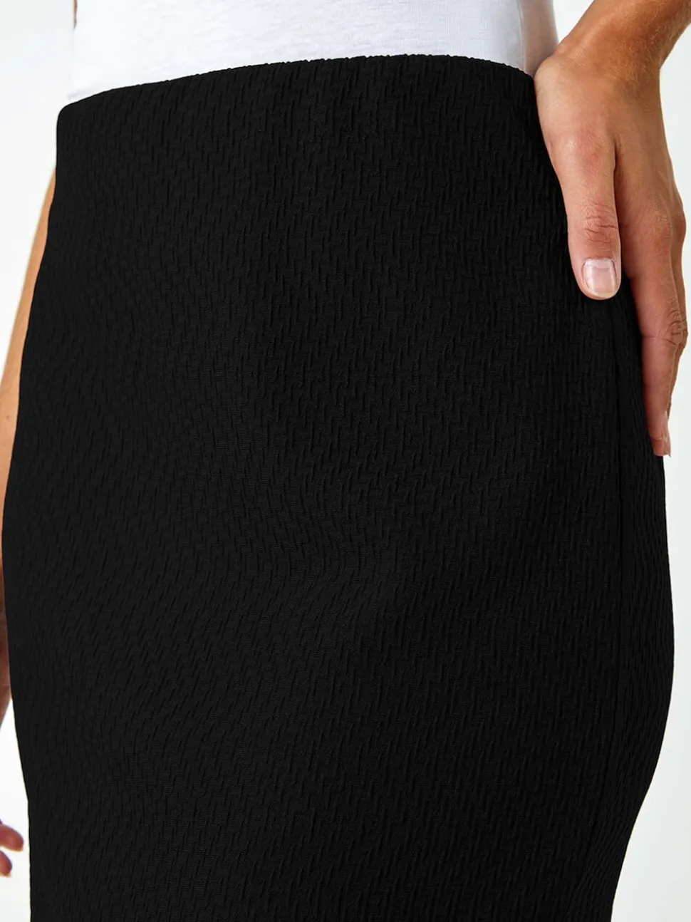 Roman Textured Pencil Mi-long Extensible Jupes