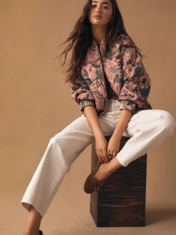 Rose - Blouson bomber en jacquard fleuri
