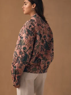 Rose - Blouson bomber en jacquard fleuri