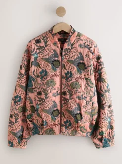 Rose - Blouson bomber en jacquard fleuri
