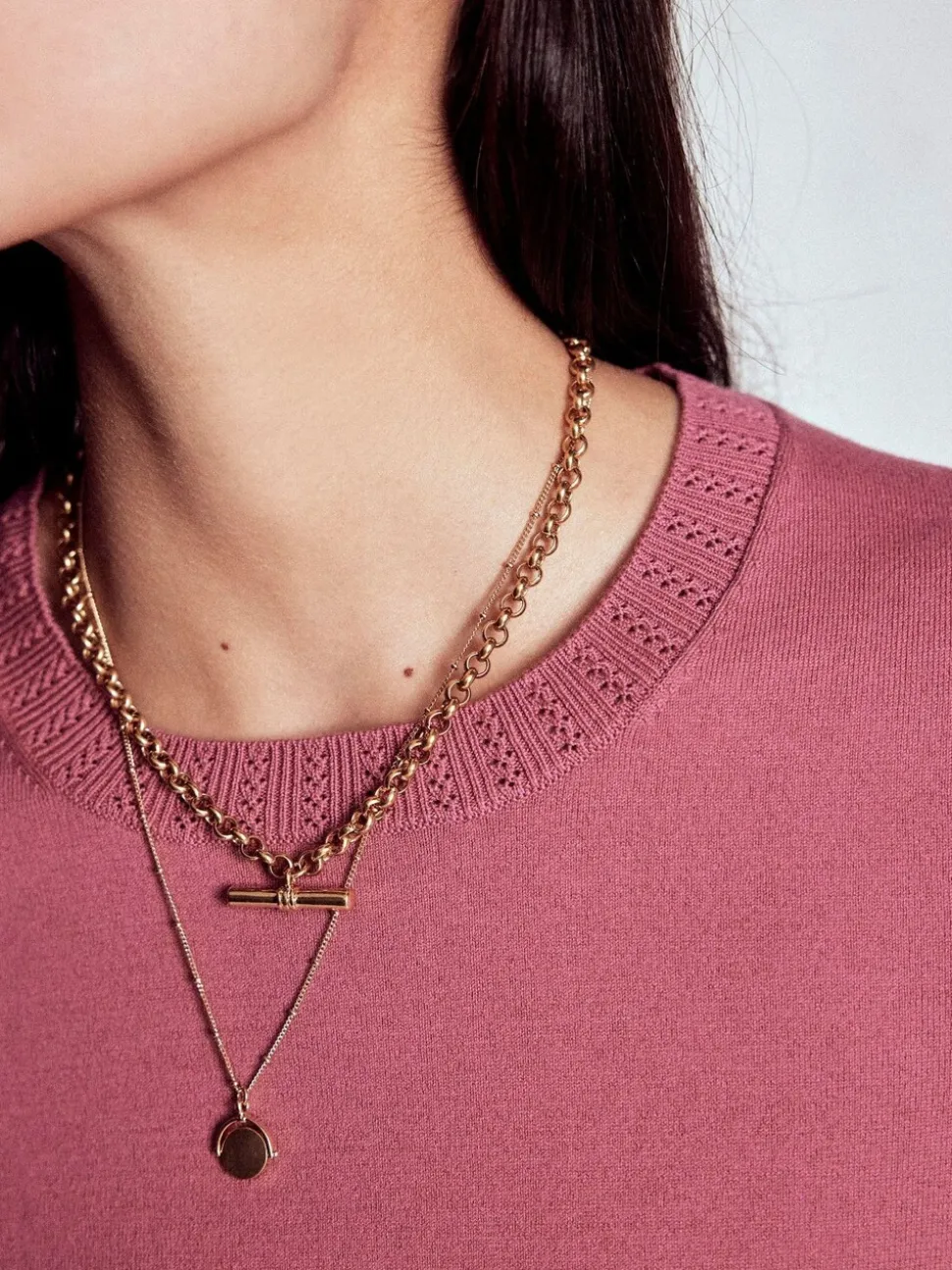 Rose - Boden Emilia Cotton Col rond Pull