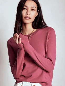 Rose - Boden Emilia Cotton Col rond Pull