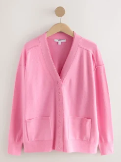 Rose - Cardigan ultra-doux à col en V avec poches