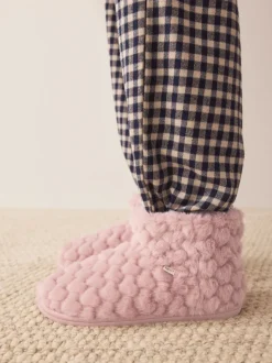 Rose - Chaussons chaussons cœur en fausse fourrure