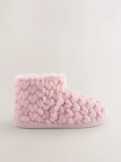 Rose - Chaussons chaussons cœur en fausse fourrure