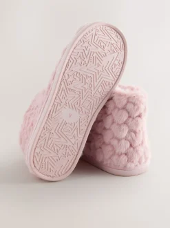 Rose - Chaussons chaussons cœur en fausse fourrure