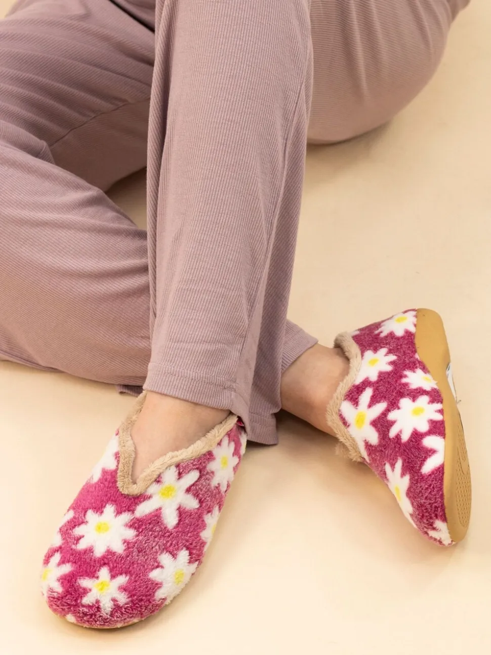 Rose - Chaussons Lunar pour femme à fleurs
