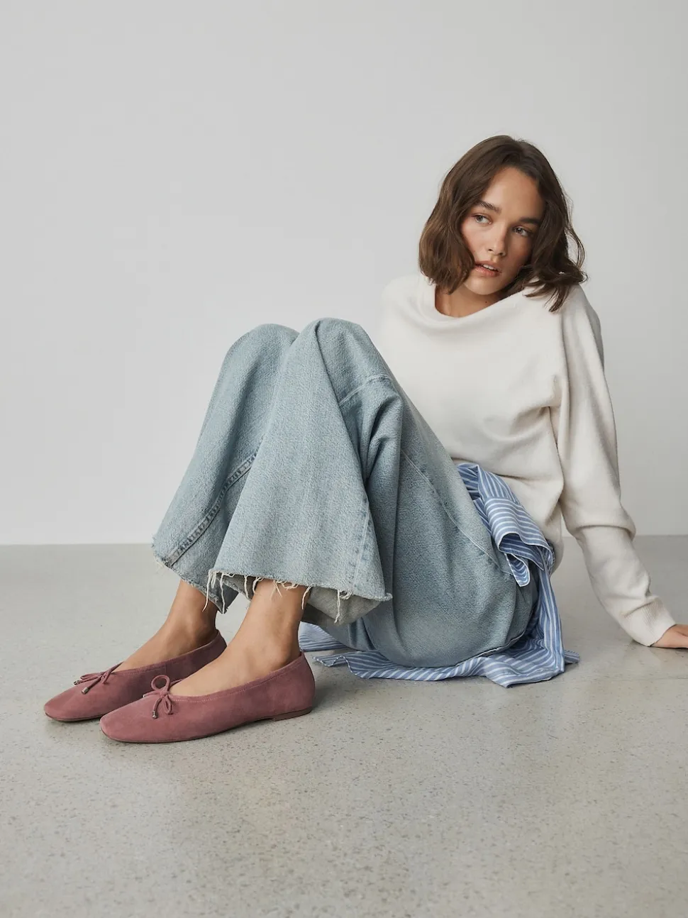 Rose - Chaussures plates Forever Comfort® en daim à taille haute