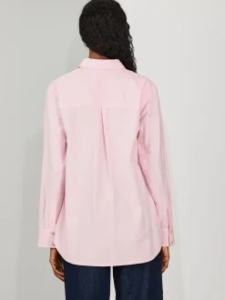 Rose - 100Chemises décontractées en coton à boutons Manches longues Chemises décontractées