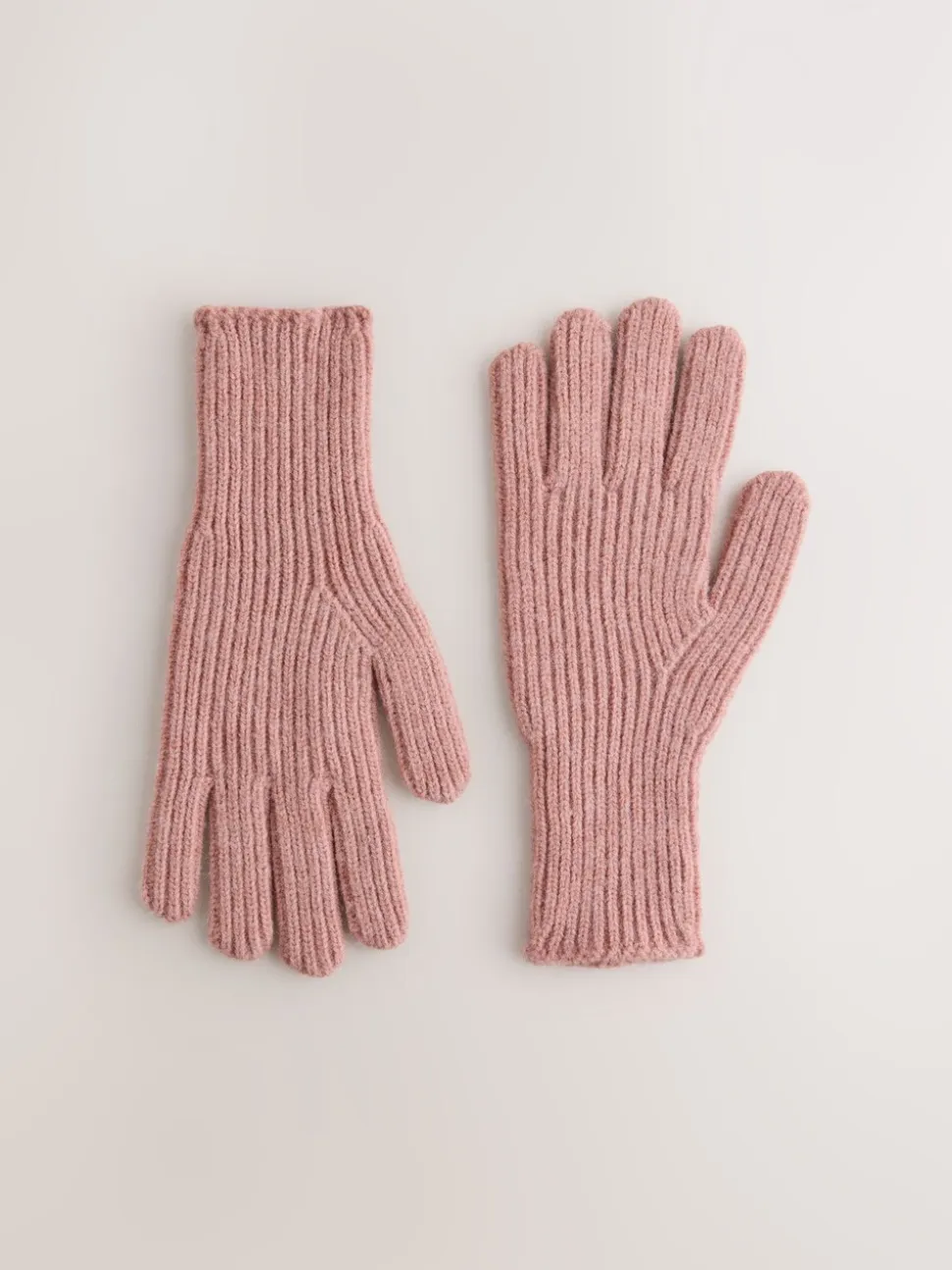 Rose - Gants en maille côtelée