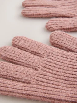 Rose - Gants en maille côtelée