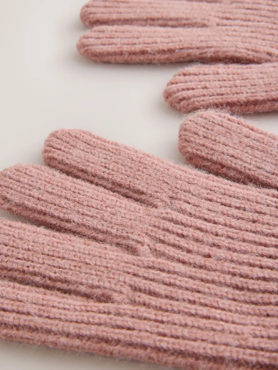 Rose - Gants en maille côtelée