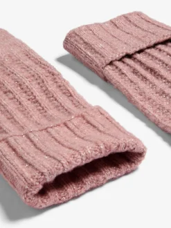 Rose - Gants Lipsy Shimmer en maille côtelée