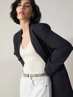 rose à imprimé serpent - Ceinture fine en simili cuir