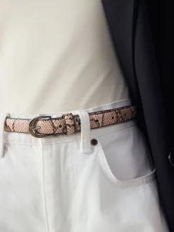 rose à imprimé serpent - Ceinture fine en simili cuir