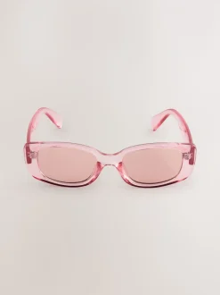Rose - Lunettes de soleil rectangulaires fines