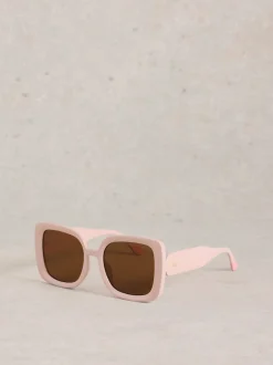Rose - Lunettes de soleil carrées surdimensionnées White Stuff