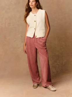 Rose - Pantalons Amples en velours côtelé doux