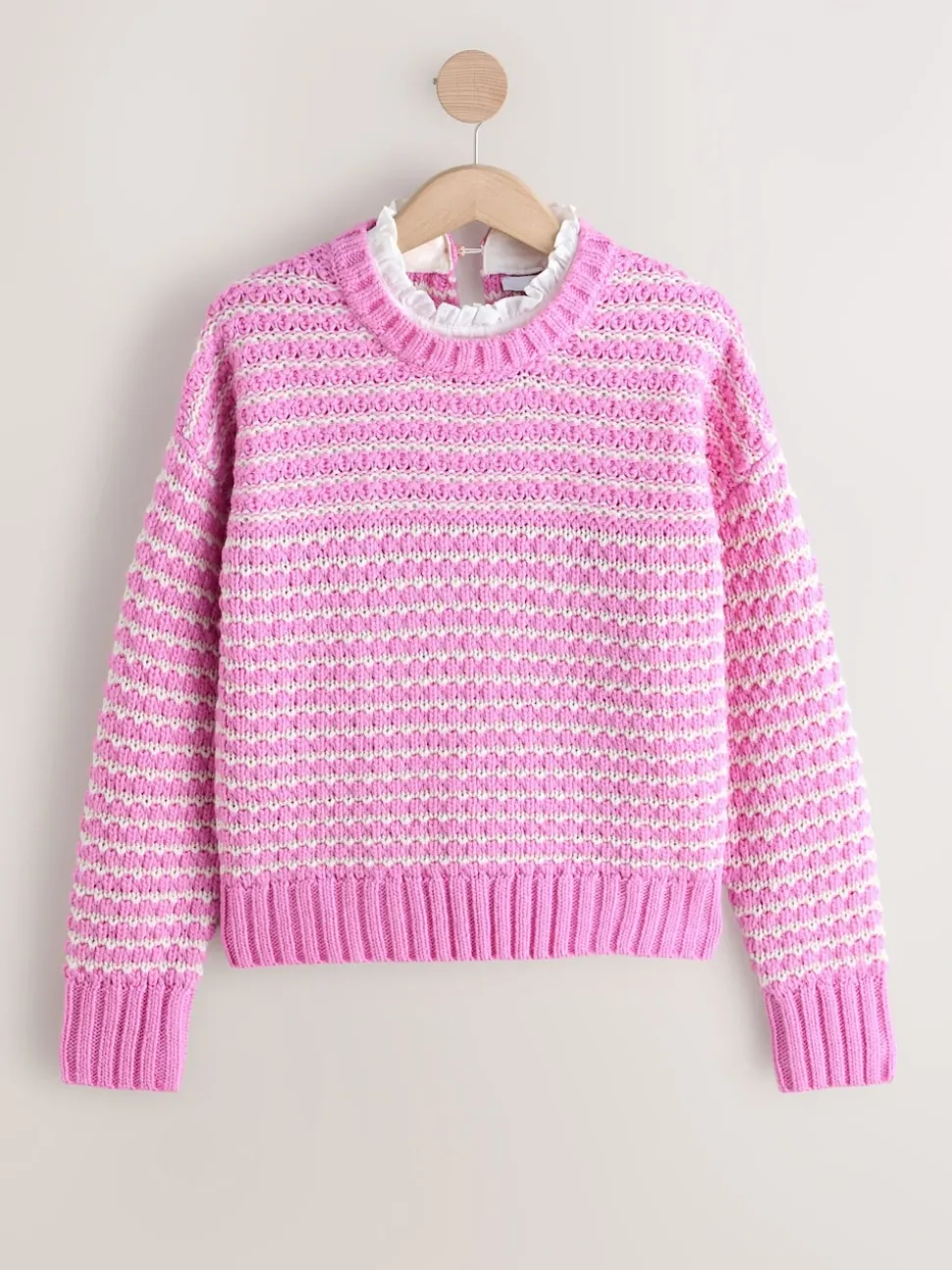Rose - Pull à col à tarte en maille surpiquée
