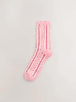 Rose à rayures multicolores - Paquet de chaussettes de cheville 4