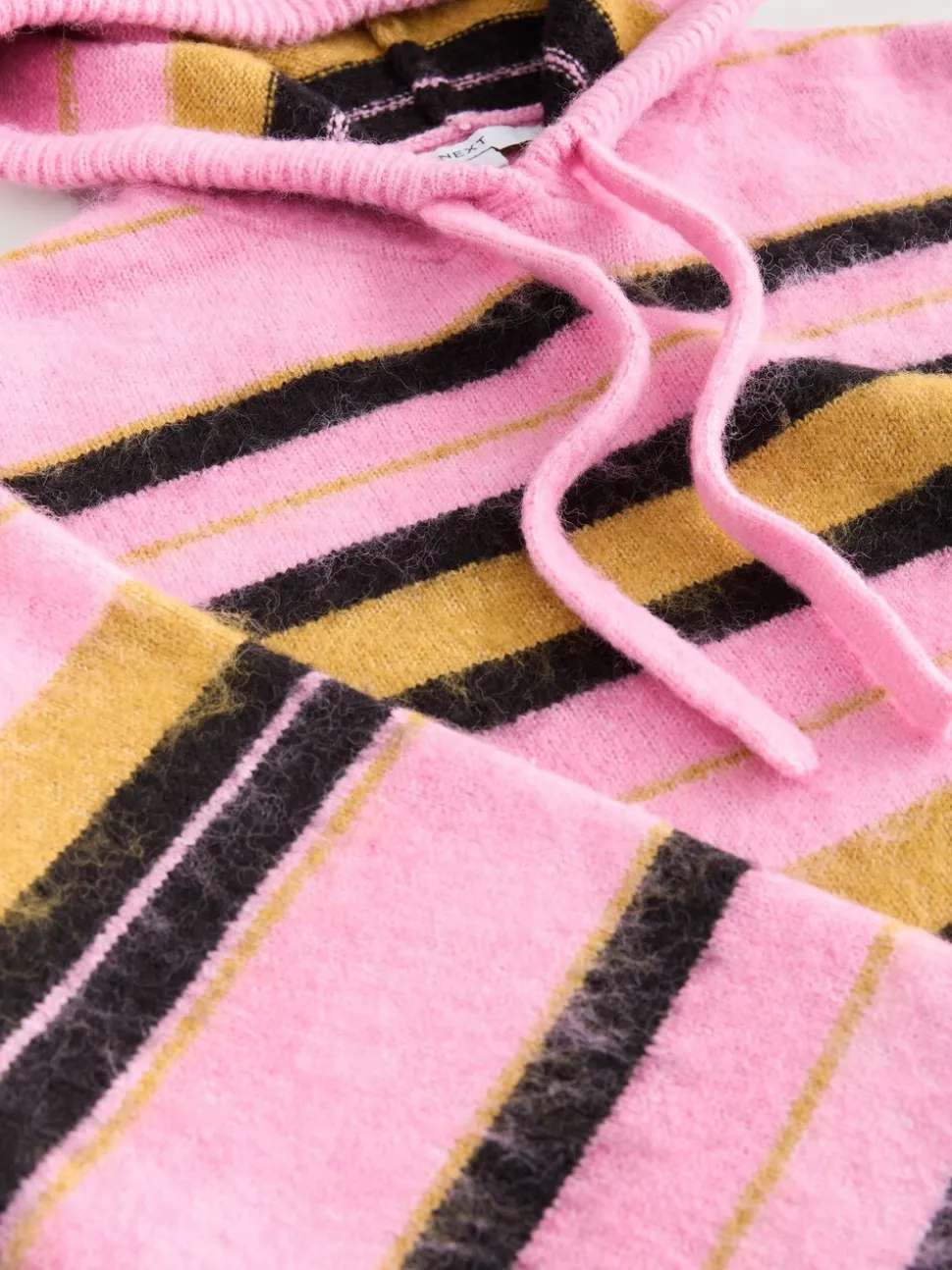 Rose à rayures multicolores - Pull à capuche en maille brossée