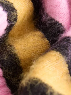 Rose à rayures multicolores - Pull à capuche en maille brossée