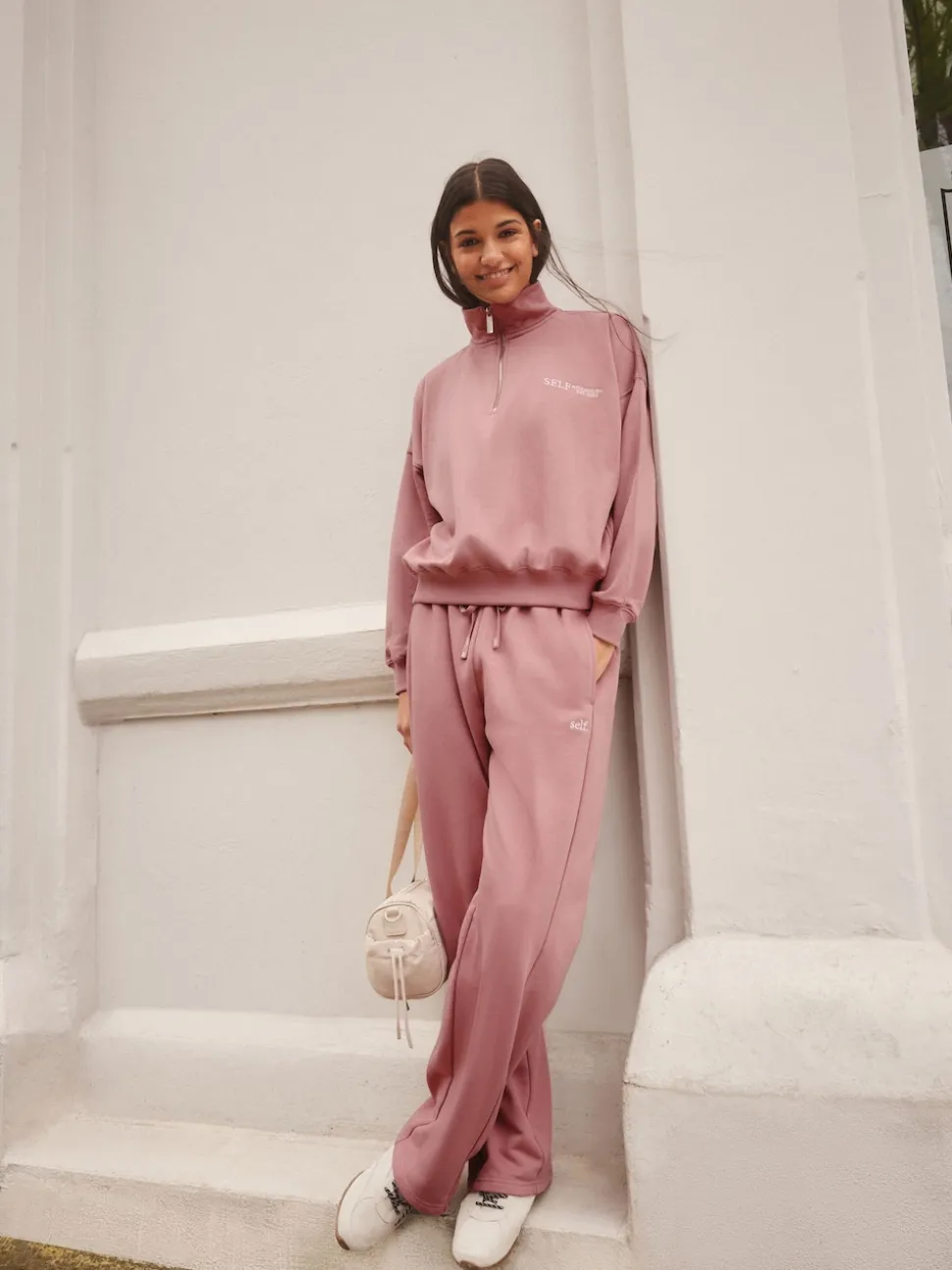 Rose - Sweat à col zippé