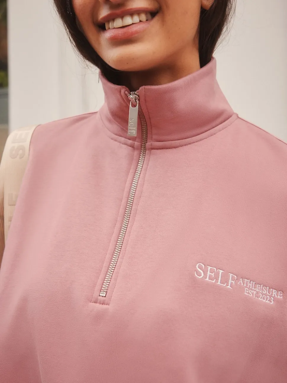 Rose - Sweat à col zippé