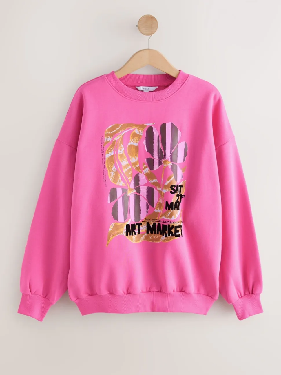 Rose - Sweat-shirt à col rond à manches longues en coton riche en fruits