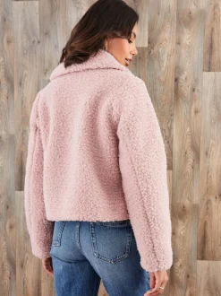 Rose - Threadbare bomber zippé en peau lainée à col