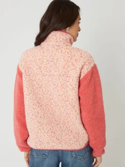 Rose - Threadbare Color-block Snap Polaire Borg