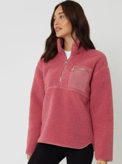 Rose - Threadbare Half Zip Borg Fleece