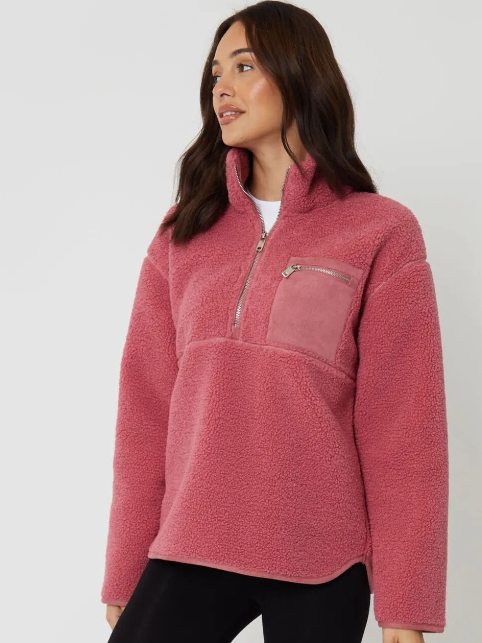 Rose - Threadbare Half Zip Borg Fleece
