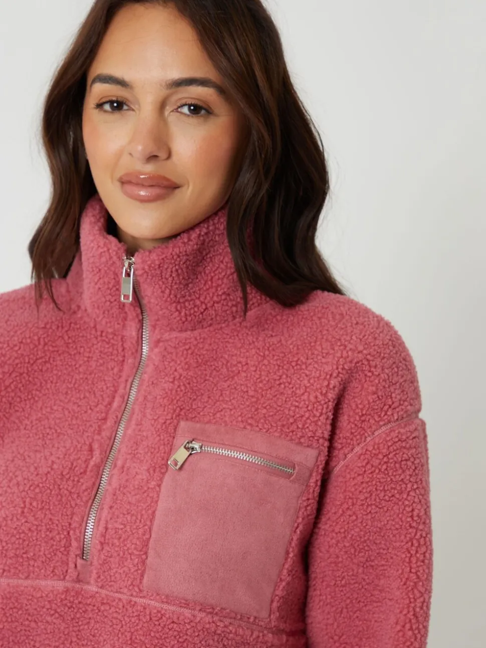 Rose - Threadbare Half Zip Borg Fleece