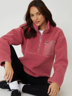 Rose - Threadbare Half Zip Borg Fleece