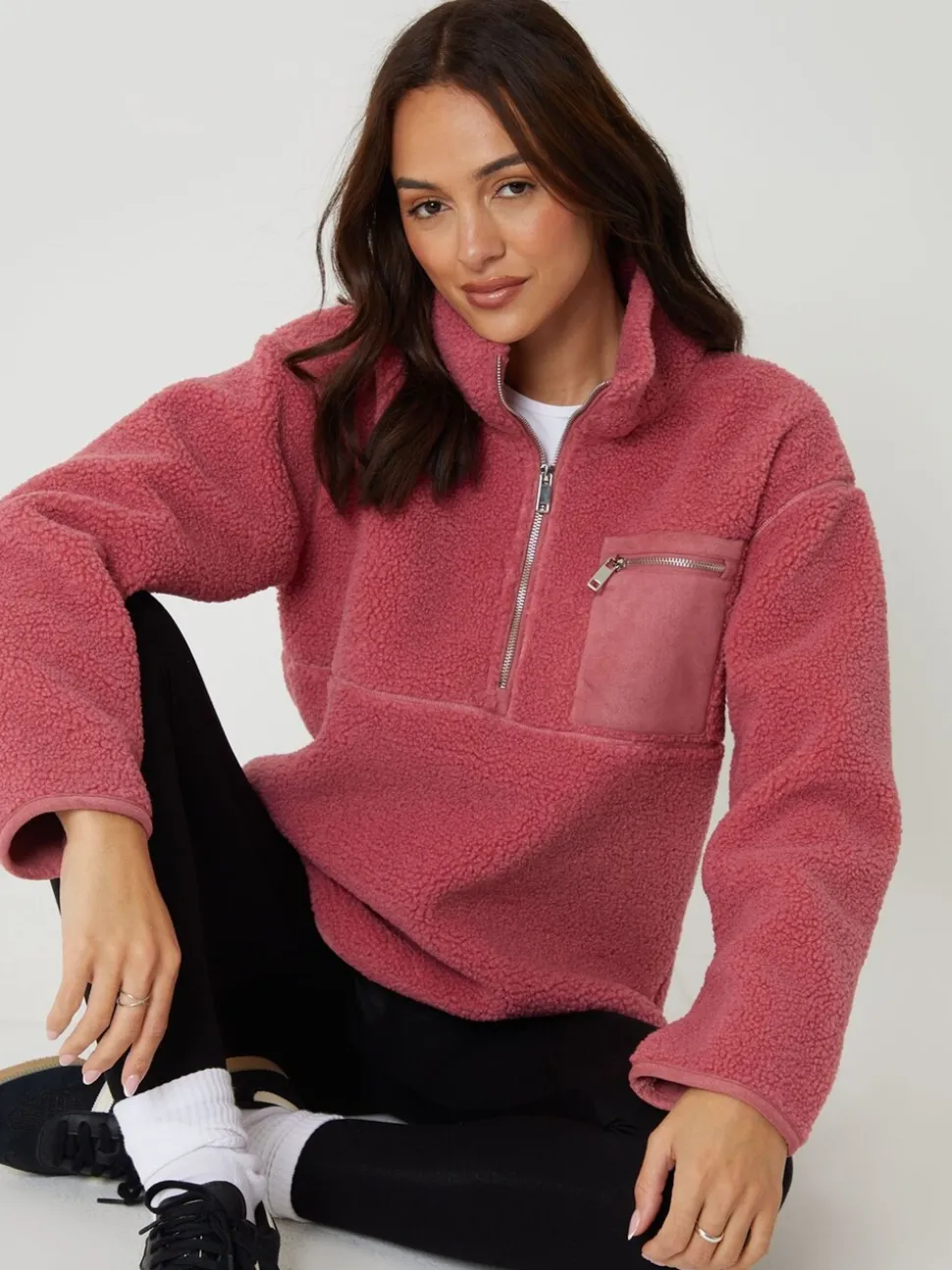 Rose - Threadbare Half Zip Borg Fleece