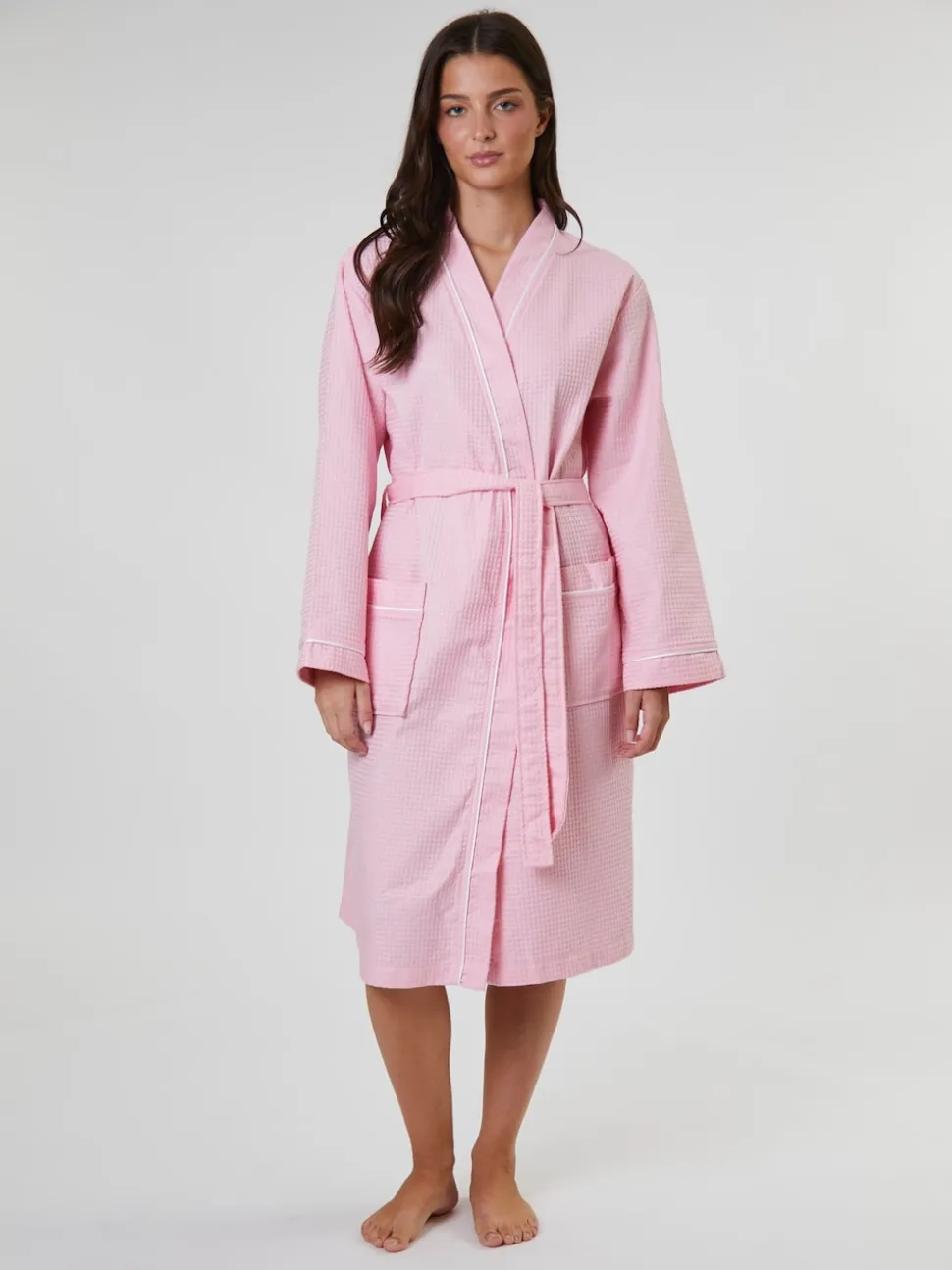 Rose clair - Peignoir gaufré Loungeable 100% coton