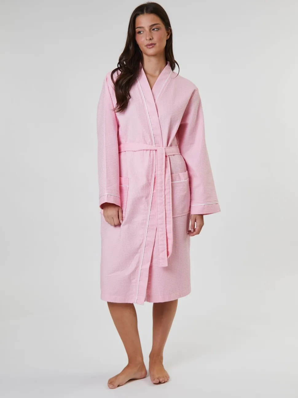 Rose clair - Peignoir gaufré Loungeable 100% coton