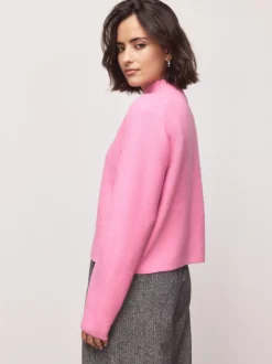 Rose clair - Pulls ultra-doux à Col montant avec coutures