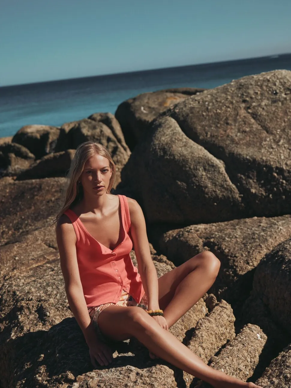 Rose corail - Débardeur cami pointelle