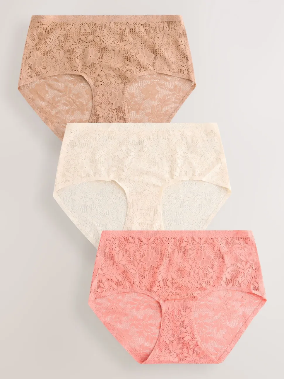 Rose corail - Dentelle sur l’ensemble Pas de VPL Slips 3 Lot