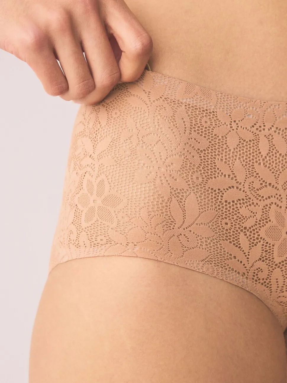 Rose corail - Dentelle sur l’ensemble Pas de VPL Slips 3 Lot