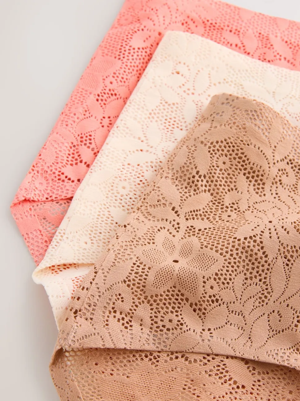 Rose corail - Dentelle sur l’ensemble Pas de VPL Slips 3 Lot
