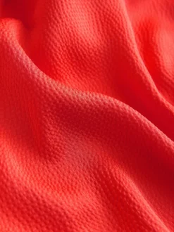 Rose corail - Robe Mi-long en satin texturé à col Écharpes