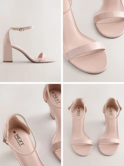 Rose couleur chair - Sandales à talons carrés