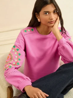 Rose Cœur Ric Rac - Love & Roses Sweat brodé