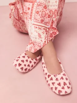 Rose motif cœurs - Chaussons de ballet