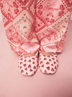 Rose motif cœurs - Chaussons de ballet