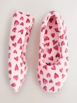 Rose motif cœurs - Chaussons de ballet